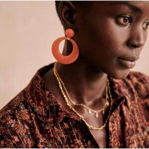 Sezane Gabrielle Earrings Orange round with box